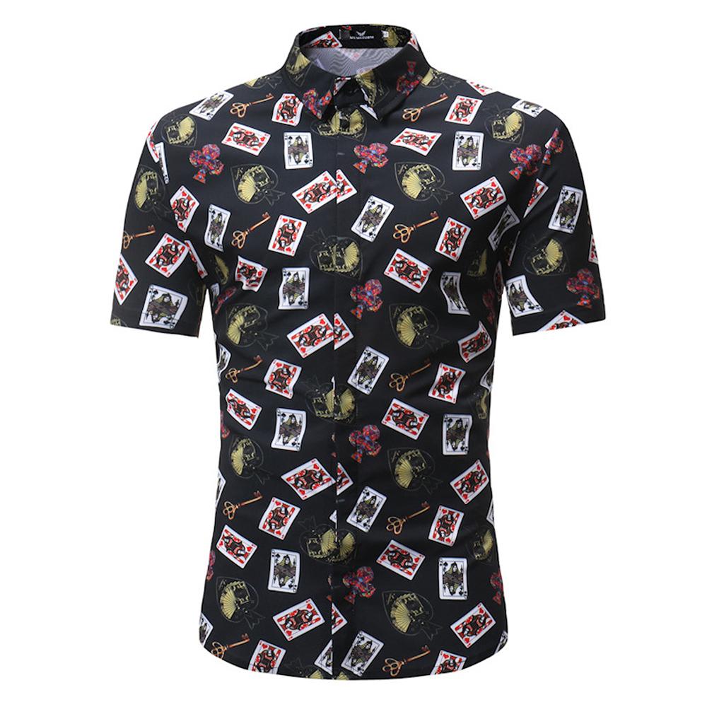 Black Cards check Mens Short Sleeve Button up Shirts - Tailored Slim Fit Cotton Dress Shirts - Amedeo Exclusive