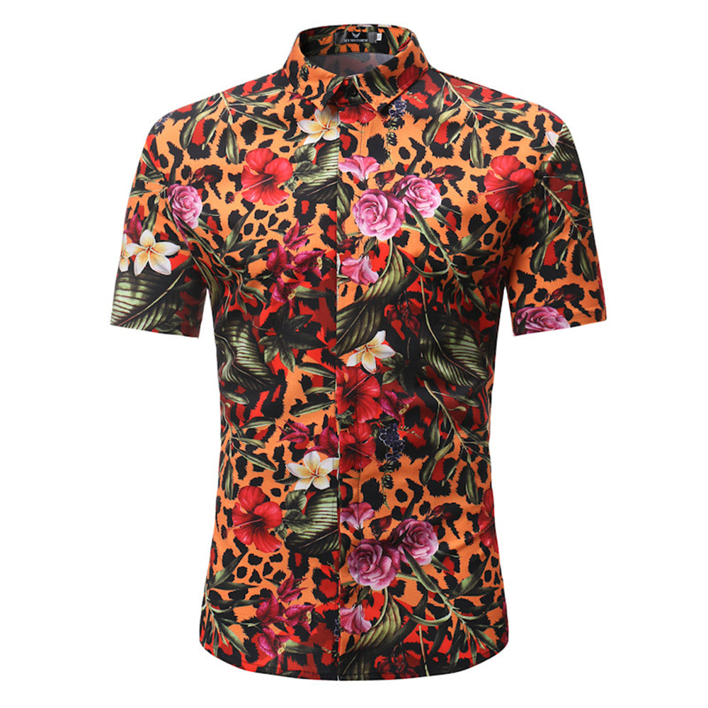 Men's Button down Tailor Fit Soft 100% Cotton Short Sleeve Dress Shirt Multi Color casual And Formal - Amedeo Exclusive