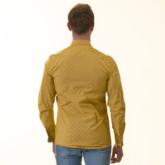 Paisley French Cuff Shirt - Slim Fit Long-Sleeved Shirt (Mustard Printed Inside)