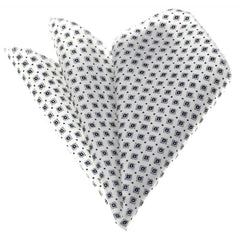 Men's White Black Pocket Square Hanky Handkerchief - Amedeo Exclusive