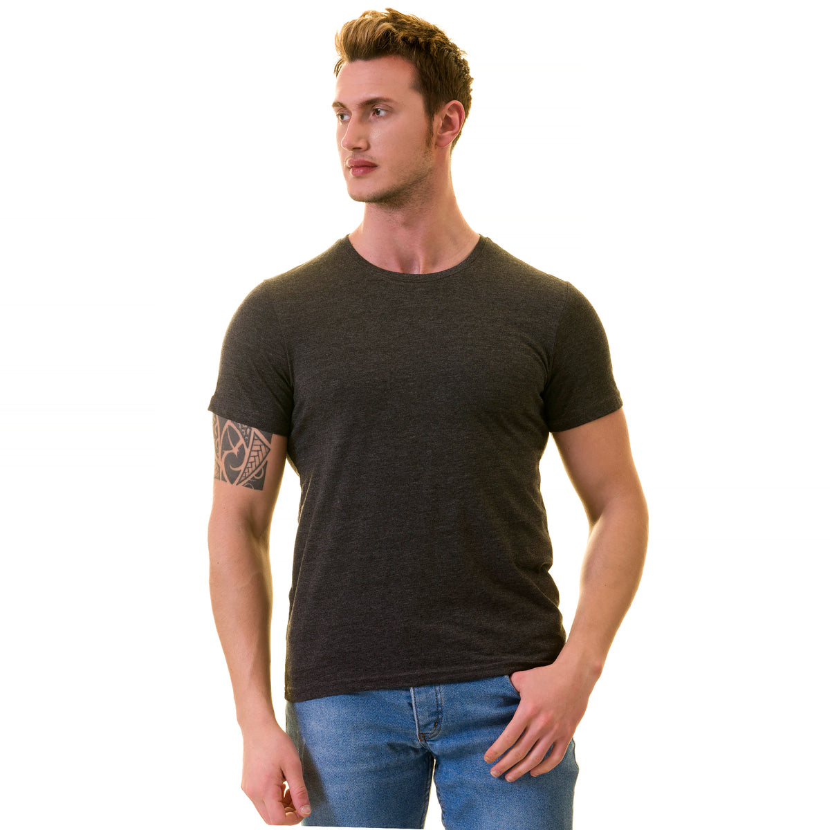 Smoke Gray European T-Shirt - Premium Cotton Crew Neck Short Sleeve Men’s T-Shirt