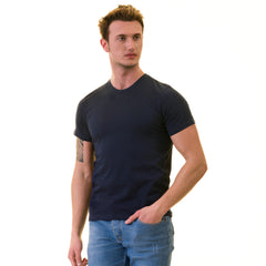 Navy Blue European T-Shirt - Premium Cotton Crew Neck Short Sleeve Men’s T-Shirt