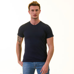 Navy Blue European T-Shirt - Premium Cotton Crew Neck Short Sleeve Men’s T-Shirt