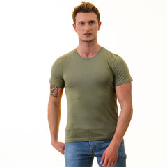 Khaki European T-Shirt - Premium Cotton Crew Neck Short Sleeve T-Shirt for Mens