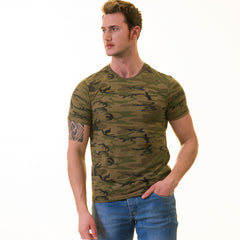 Army Camouflage T-Shirt - Crew Neck Short Sleeve T-Shirt Premium Cotton