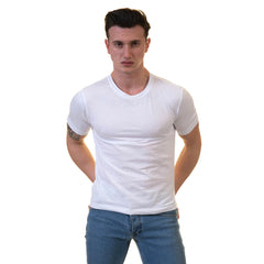 White Crew Neck Short Sleeve T-Shirts - European Made T-Shirt - Premium Cotton