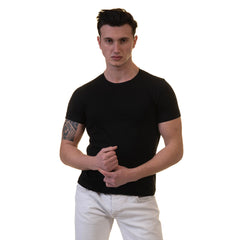 Black European Made Premium Quality T-Shirt - Crew Neck Short Sleeve T-Shirts