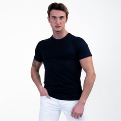 Black European Made Premium Quality T-Shirt - Crew Neck Short Sleeve T-Shirts