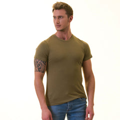 Olive European Made T-Shirt - Premium Cotton Crew Neck Short Sleeve T-Shirts
