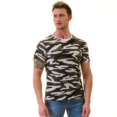Black Camouflage  European T-Shirt - Crew Neck Short Sleeve T-Shirts for Mens