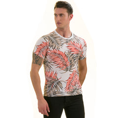 Peach Brown Leaves Premium T-Shirt for Men - European Made Crew Neck