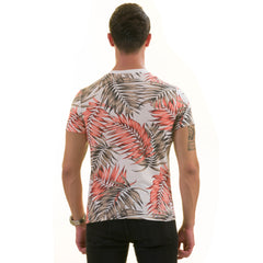 Peach Brown Leaves Premium T-Shirt for Men - European Made Crew Neck