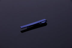 Men's Blue Shiny Metallic Stainless Steel Tie Clips - Amedeo Exclusive