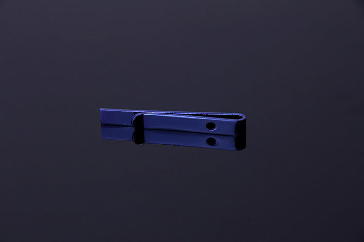 Men's Blue Shiny Metallic Stainless Steel Tie Clips - Amedeo Exclusive