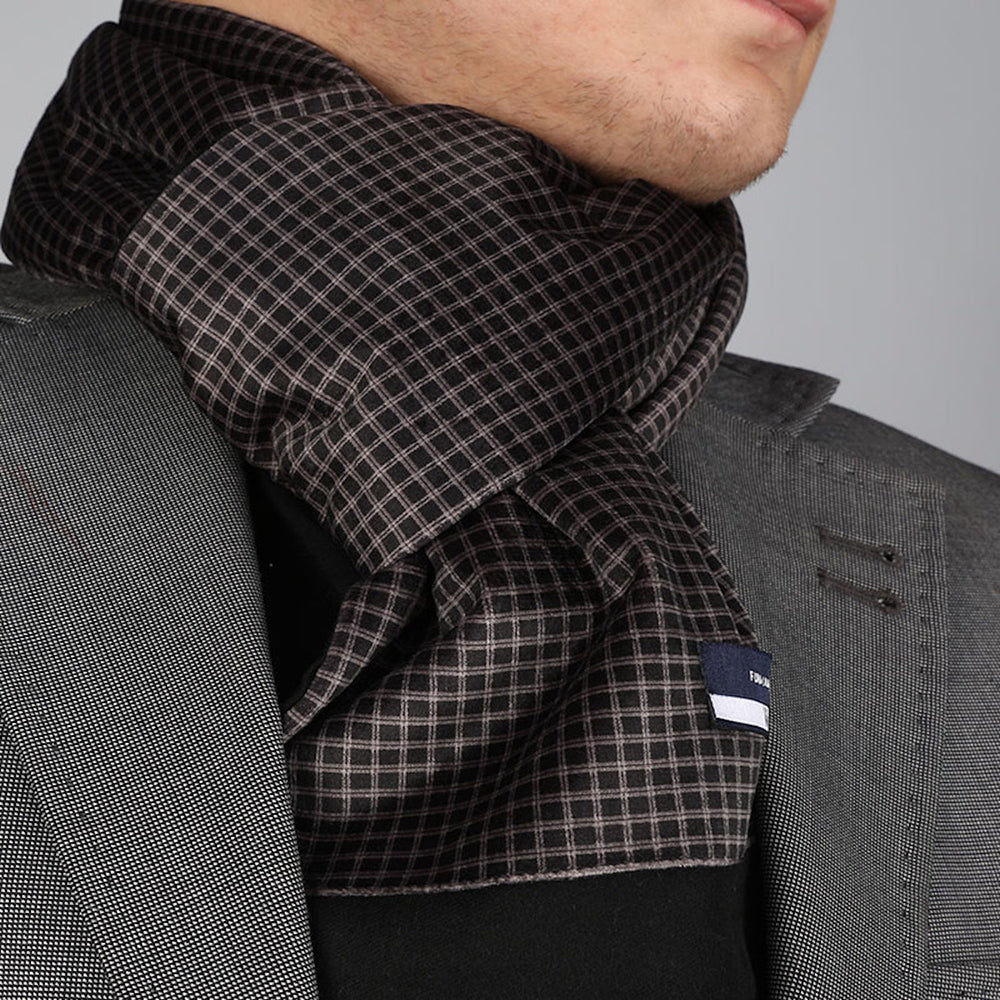 Unisex White & Black Soft Fashion Dress Scarves for Winter Made of Silk Blend - Amedeo Exclusive