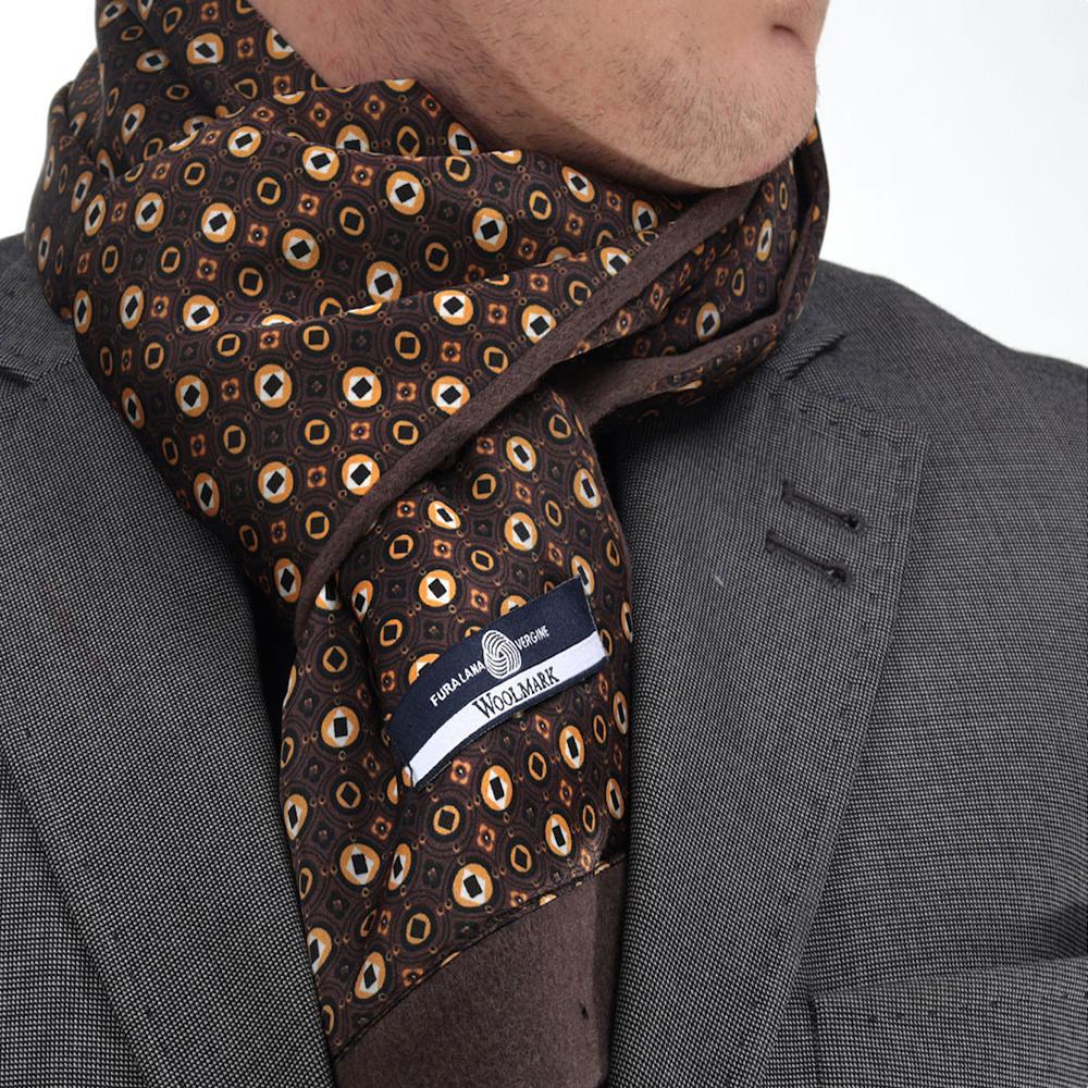 Unisex Brown Champagne Soft Fashion Dress Scarves for Winter Made of Silk Blend - Amedeo Exclusive