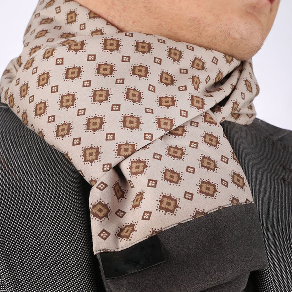 Unisex Tan Brown Soft Fashion Dress Scarves for Winter Made of Silk Blend - Amedeo Exclusive