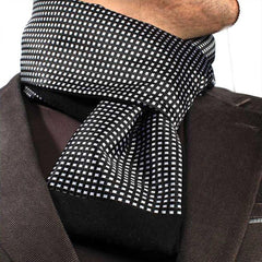 Unisex Black White squares Soft Fashion Dress Scarves for Winter Made of Silk Blend - Amedeo Exclusive