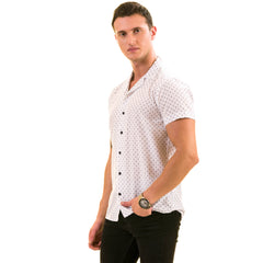 White Dotted European Made & Designed Hawaiian Summer Shirt for Men