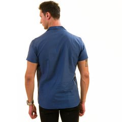 Metallic Blue Hawaiian Shirt for Men - European Designed Summer Style