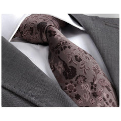 Men's Fashion Brown Paisley Neck Tie Gift box - Amedeo Exclusive