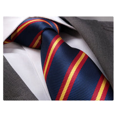 Men's jacquard Blue Red Yellow Lines Premium Neck Tie With Gift Box - Amedeo Exclusive