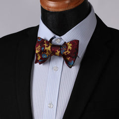 Multicolor Paisley Mens Silk Self tie Bow Tie with Pocket Squares Set - Amedeo Exclusive