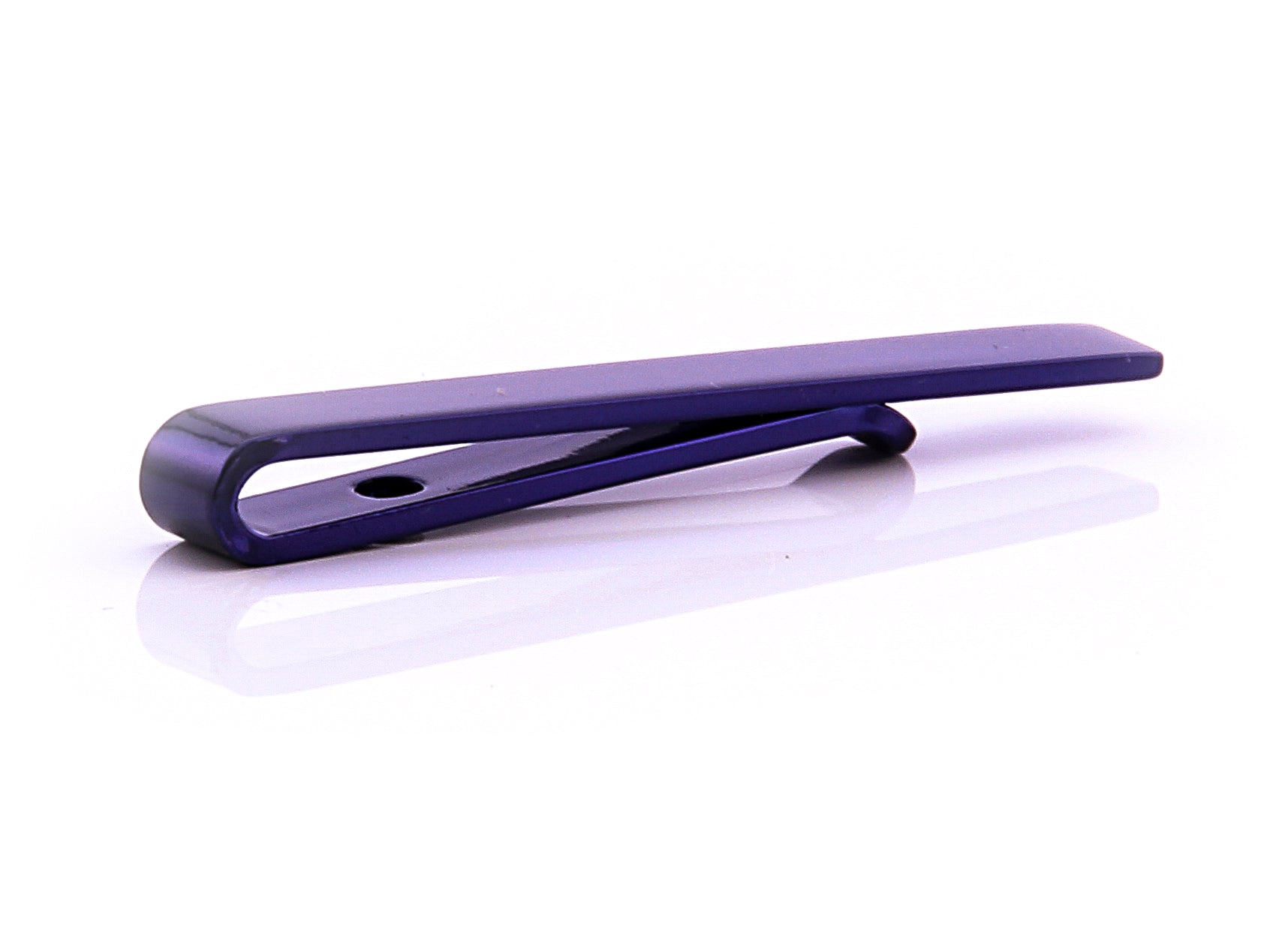 Men's Blue Shiny Metallic Stainless Steel Tie Clips - Amedeo Exclusive